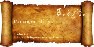 Biringer Éva névjegykártya